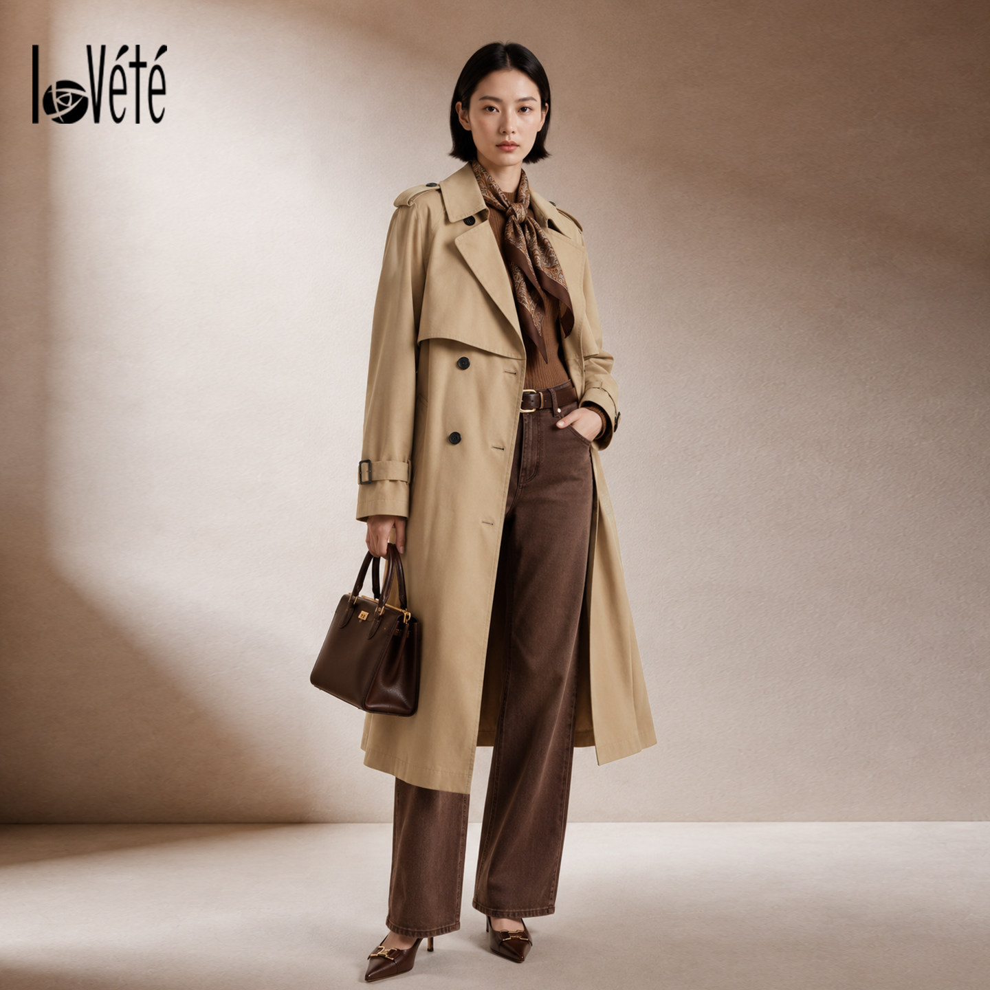lovete夏梵中长款英伦风衣外套女早春INS小众通勤收腰赫本风上衣