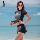 泳装 游泳衣女分体保守显瘦遮肚性感短袖 温泉泡澡运动款 大码 平角裤
