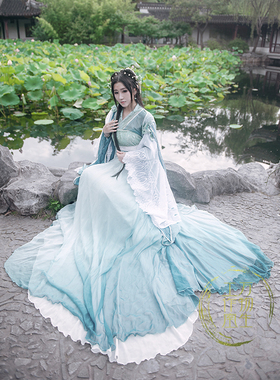 现货样衣［万物生］独家设计－洛神－蓝绿色古装cos雷纯兰残音