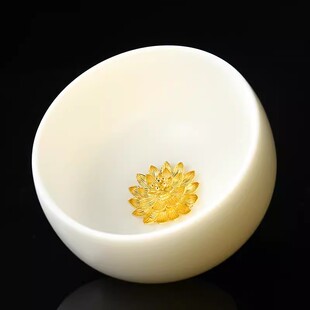 甲盏窑 李甲栈德化白瓷茶杯主人杯嵌银杯品茗杯功夫茶杯礼盒送礼