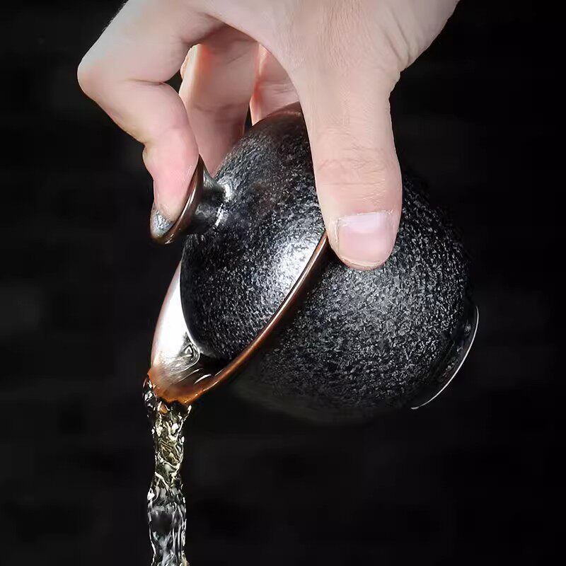 甲盏窑 李甲栈天目茶具大号茶盏套装茶杯陶瓷嵌银三才盖碗