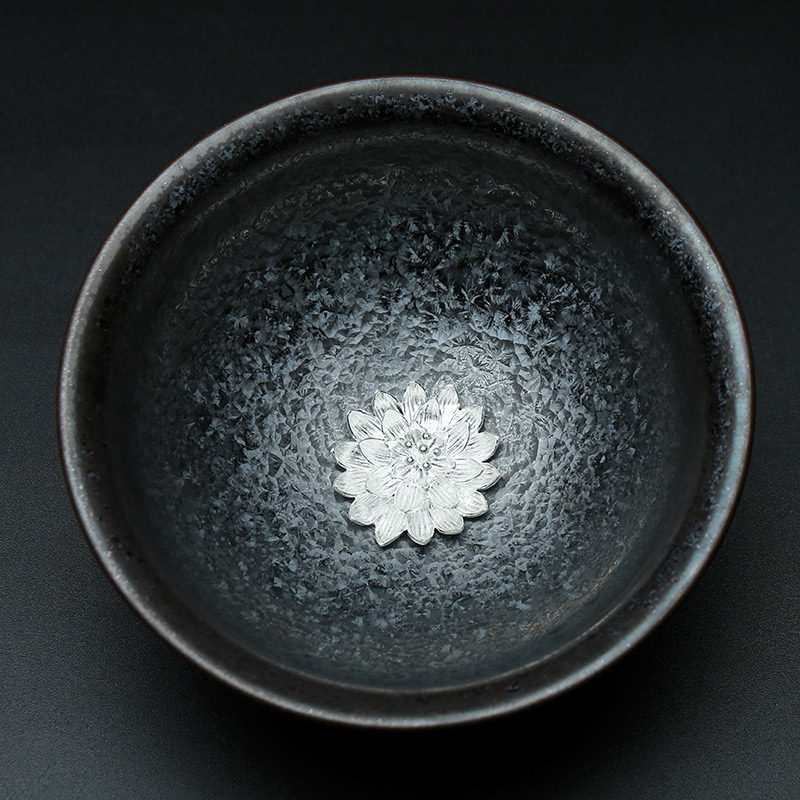 甲盏窑李甲栈莲花杯陶瓷建盏可养
