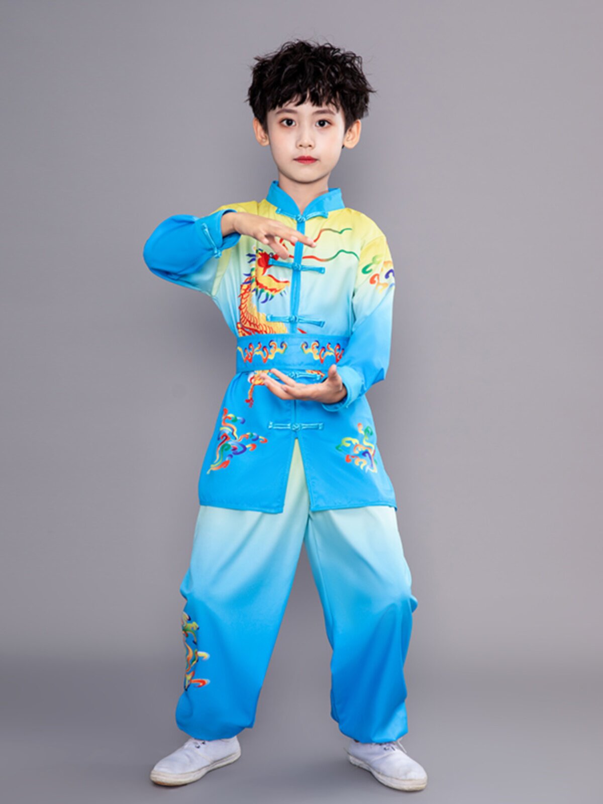 儿童龙凤武术服表演服少儿中国功夫练武练功服太极训练比赛演出服