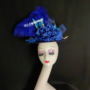 千人千面中国风森系羽毛蝴蝶模特走秀夸张头饰舞台表演彩妆头饰女