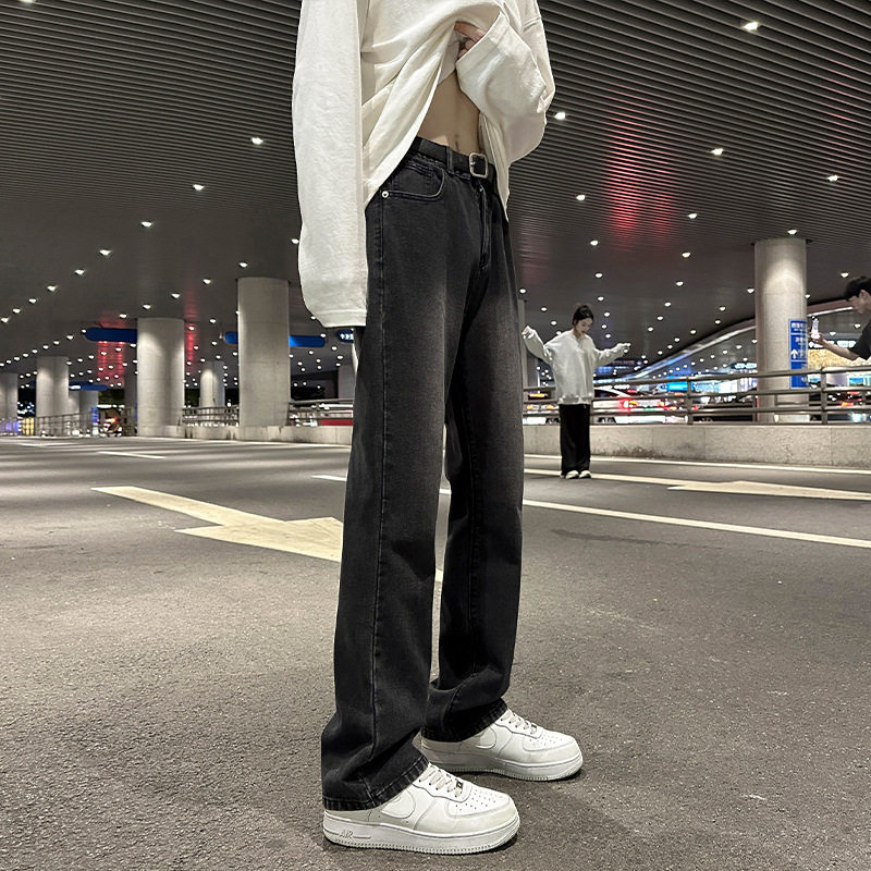 【U潮】微喇牛仔裤男直筒修身2025秋冬季加绒新款美式vibe高街男