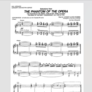歌剧魅影组曲  The Phantom of the Opera Lloyd Webber 另售