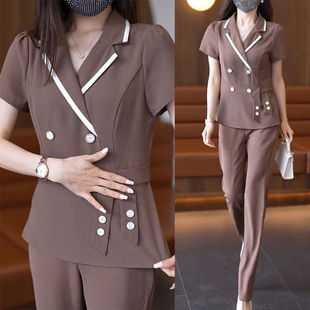 女2024夏季 韩版 洋气减龄修身 显瘦两件套 气质职业套装 新款 高档时尚