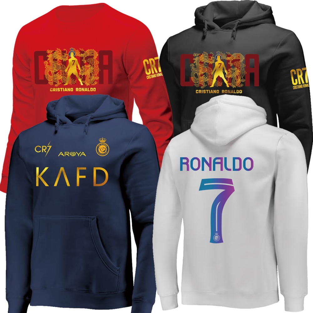 C罗倒钩同款 利雅得胜利7号卫衣连帽套头带帽球衣纯棉男女烫金7