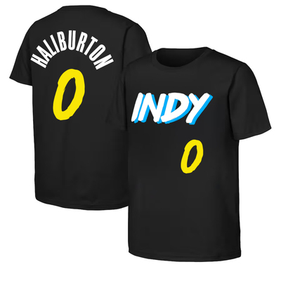 步行者夺冠同款INDY主场同款纯棉圆领短袖T恤 哈利伯顿0号总冠军