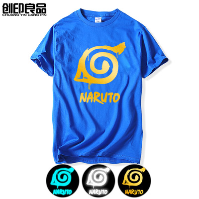 潮动漫佐助烫金青少年短袖t恤衫