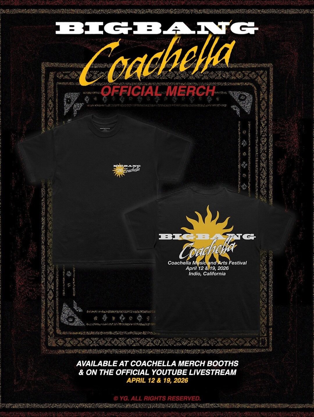 科切拉音乐节bigbang20周年GD权志龙演唱会同款coachella短袖T恤