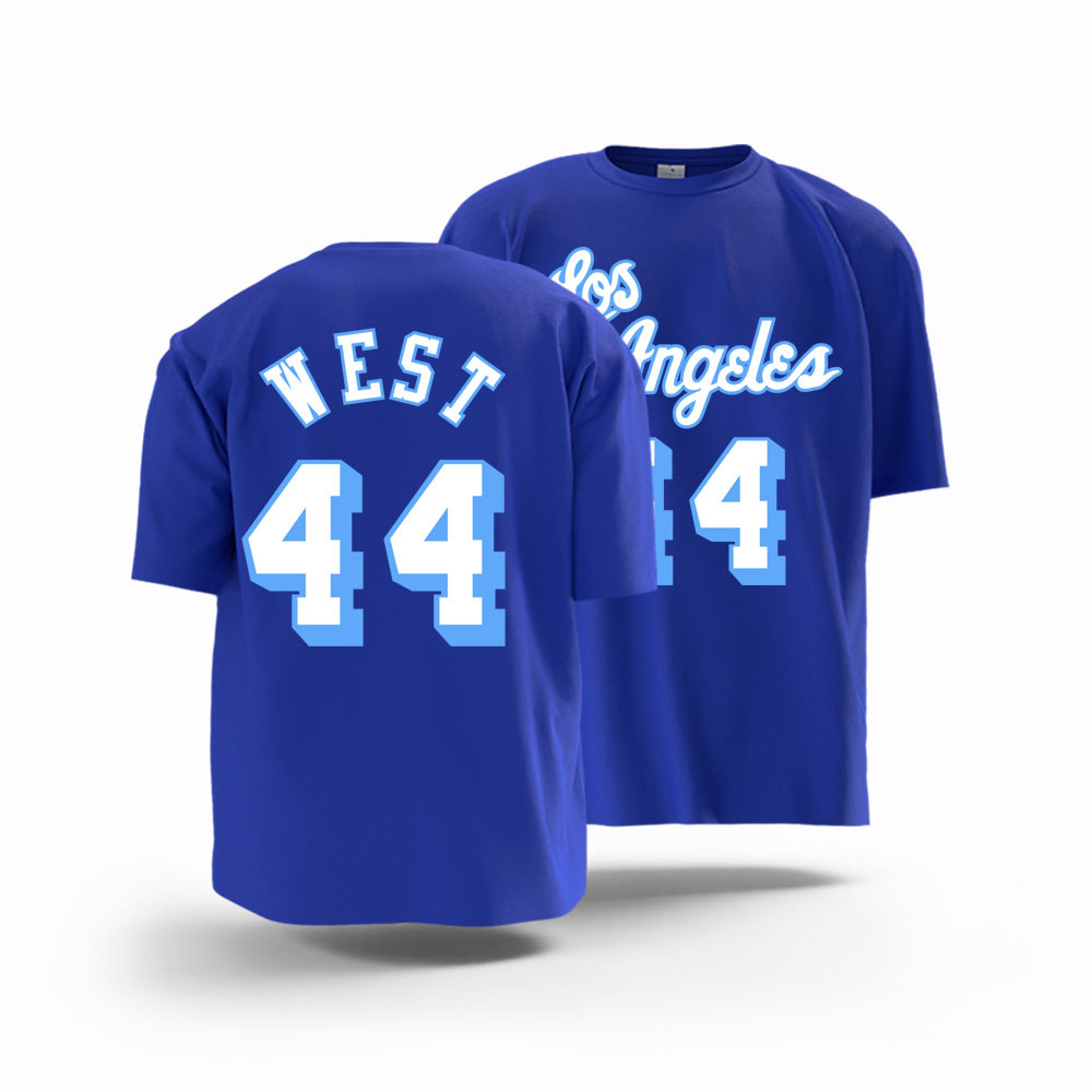 湖人队复古球衣蓝色韦斯特44号科比8号 篮球衣 短袖T恤衫美式投篮