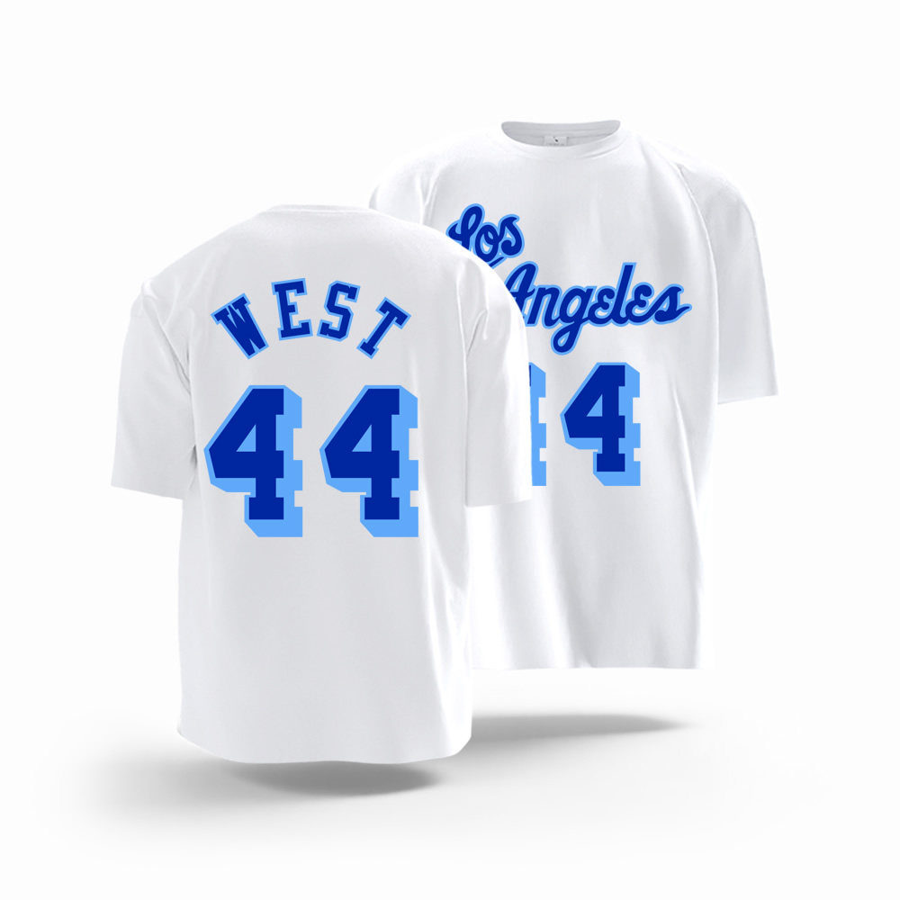 湖人队复古篮球衣韦斯特44号 奥尼尔34号短袖T恤衫美式投篮定制