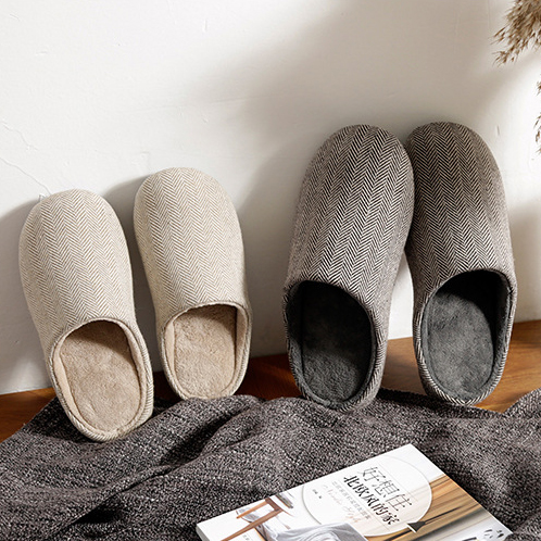 居家室内木地板羊毛呢保暖棉拖鞋