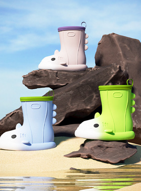 卡通鲨鱼雨鞋厚底防水胶鞋户外防滑乳胶软底外穿靴子女夏季25新款