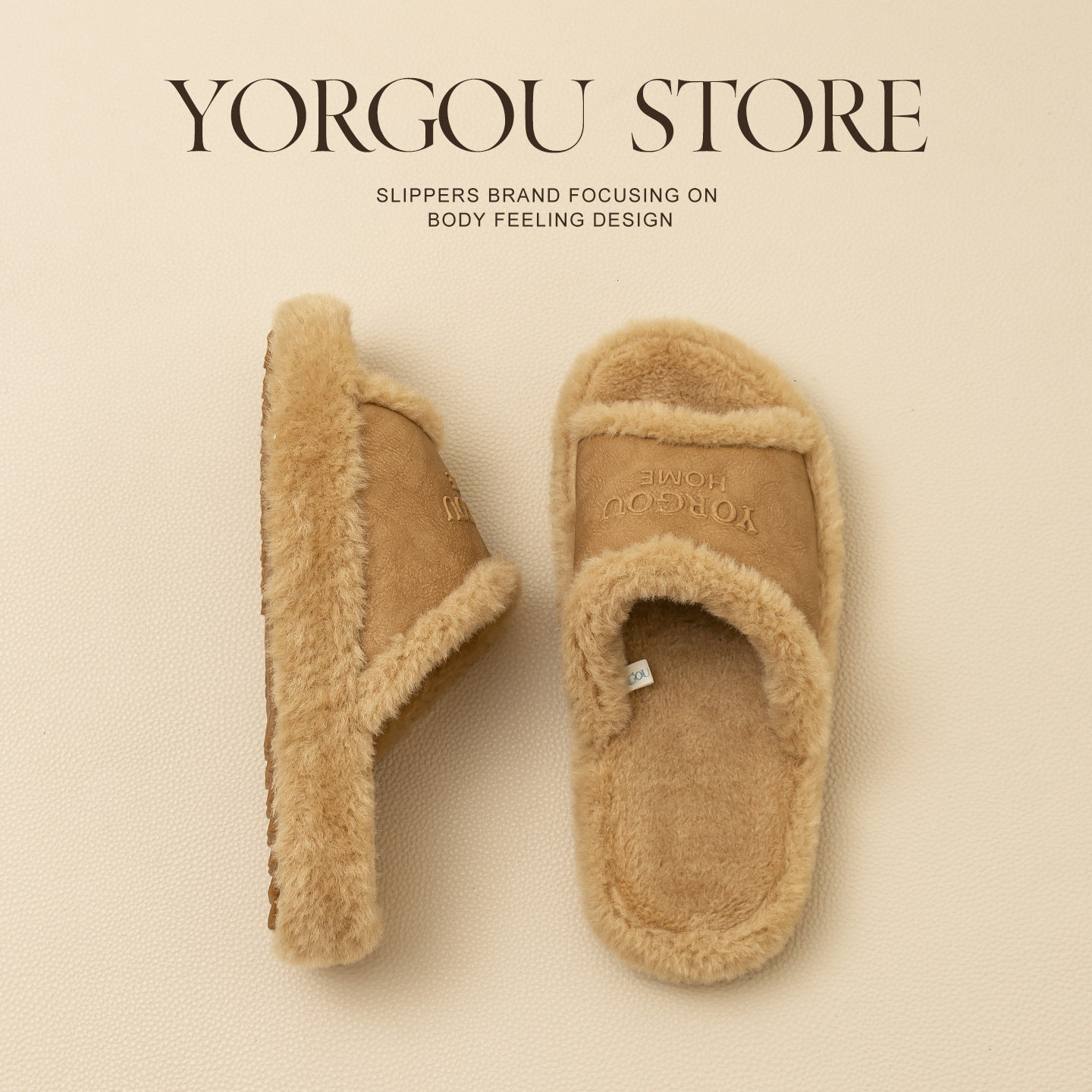 远港高级感皮革棉拖鞋女25新款秋冬季纯色防滑室内毛绒露脚趾家居