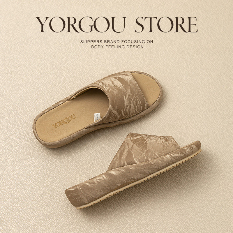 远港新中式坡跟拖鞋女夏季室内居家用地板防滑防臭办公室春秋四季