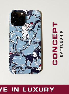 LIL原创 战马瞬息适用苹果14亮面半包菲林手机壳12iPhone13ProMaxmini11proXSMAXSE2代3代8plus7p情侣高级定