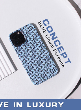 LIL 亚麻蓝高级感适用苹果15pro亮面半包菲林手机壳14iPhone16ProMaxmini硬壳13XS华为小米OPPOVIVOIQOO一加