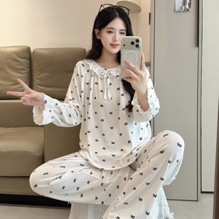韩版宽松睡衣女春秋季小清新甜美学生少女长袖长裤家居服睡衣套装
