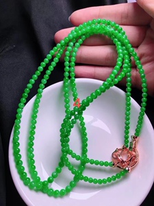 高冰绿珠子项链翡翠色佛项链吊坠玉佩男女款正品高端玉挂平安镶嵌