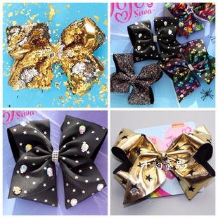 bow儿童亮片鳞片珠片发夹头夹公主风淑女超大蝴蝶结 sequin