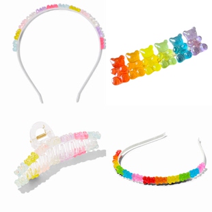 Gummy bear果冻熊可爱女孩发夹抓夹发箍头饰发饰儿童饰品外贸欧美