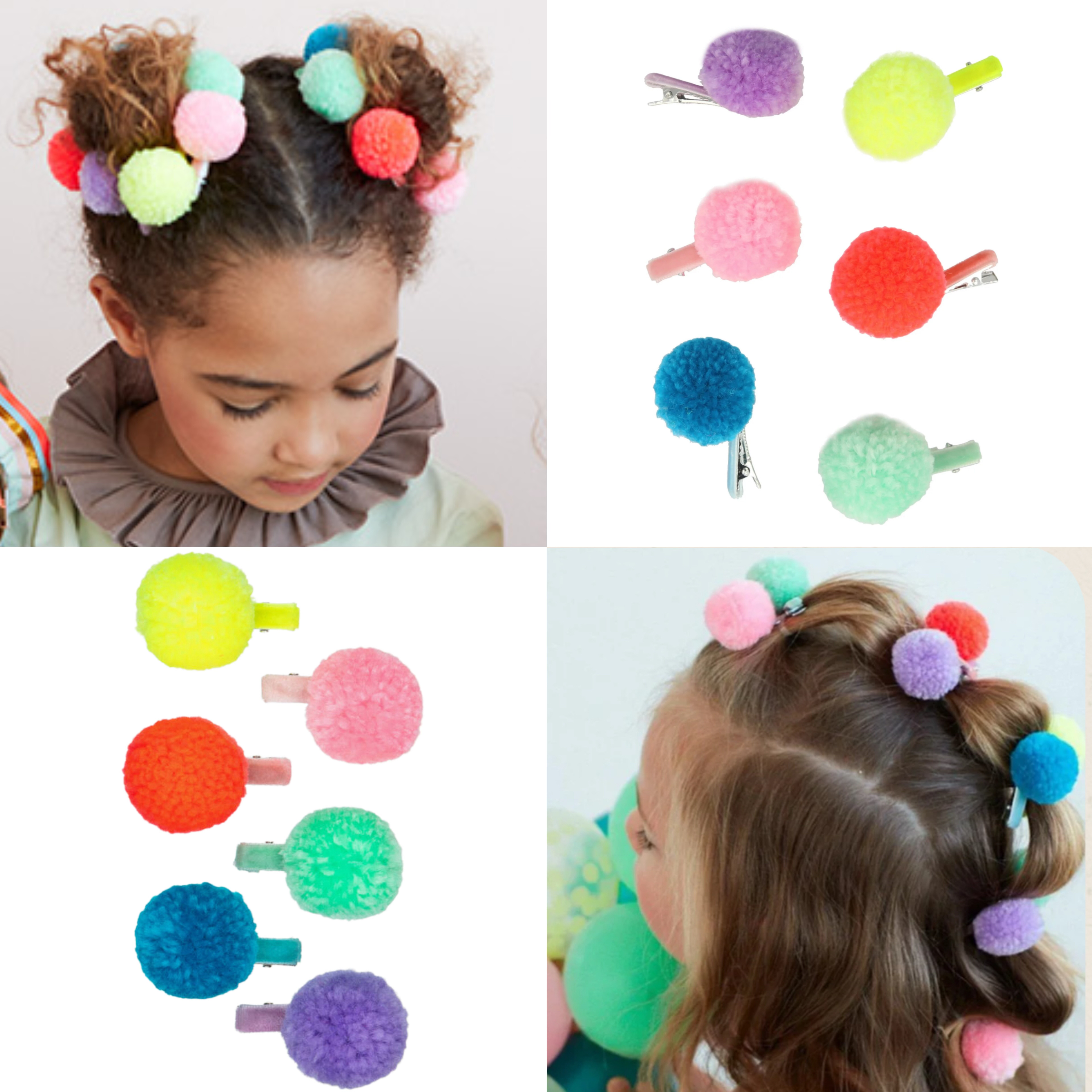 官网18美金彩色毛球发夹边夹刘海夹发卡外贸欧美pompom头饰可爱In