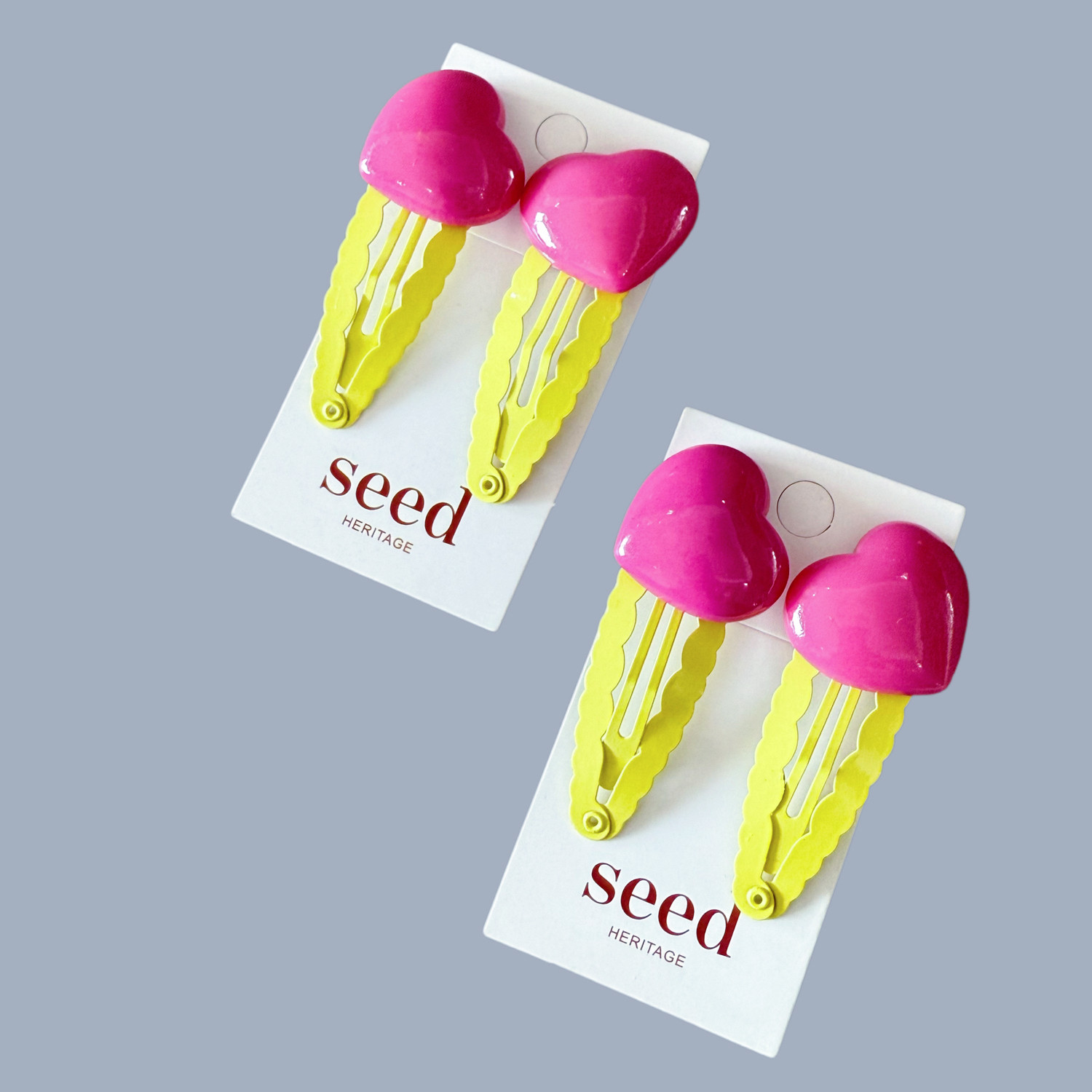 Seed玫红爱心Y2K潮酷发卡发夹女孩边夹刘海夹发饰儿童头饰可爱Ins