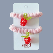 Seed可爱草莓丝绒皮筋头绳发圈马尾绳女孩甜美发饰饰品亲子串珠in