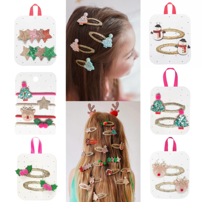 官网14美金英国圣诞系列发夹发卡边夹雪人闪亮星星甜美女童发饰In