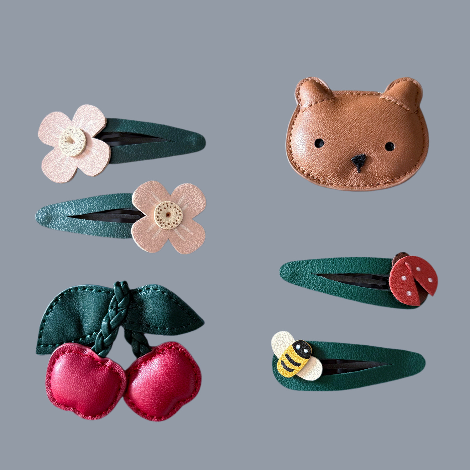 英国纯原樱桃发夹发卡外贸欧美女孩边夹刘海夹发夹发饰小熊花朵In