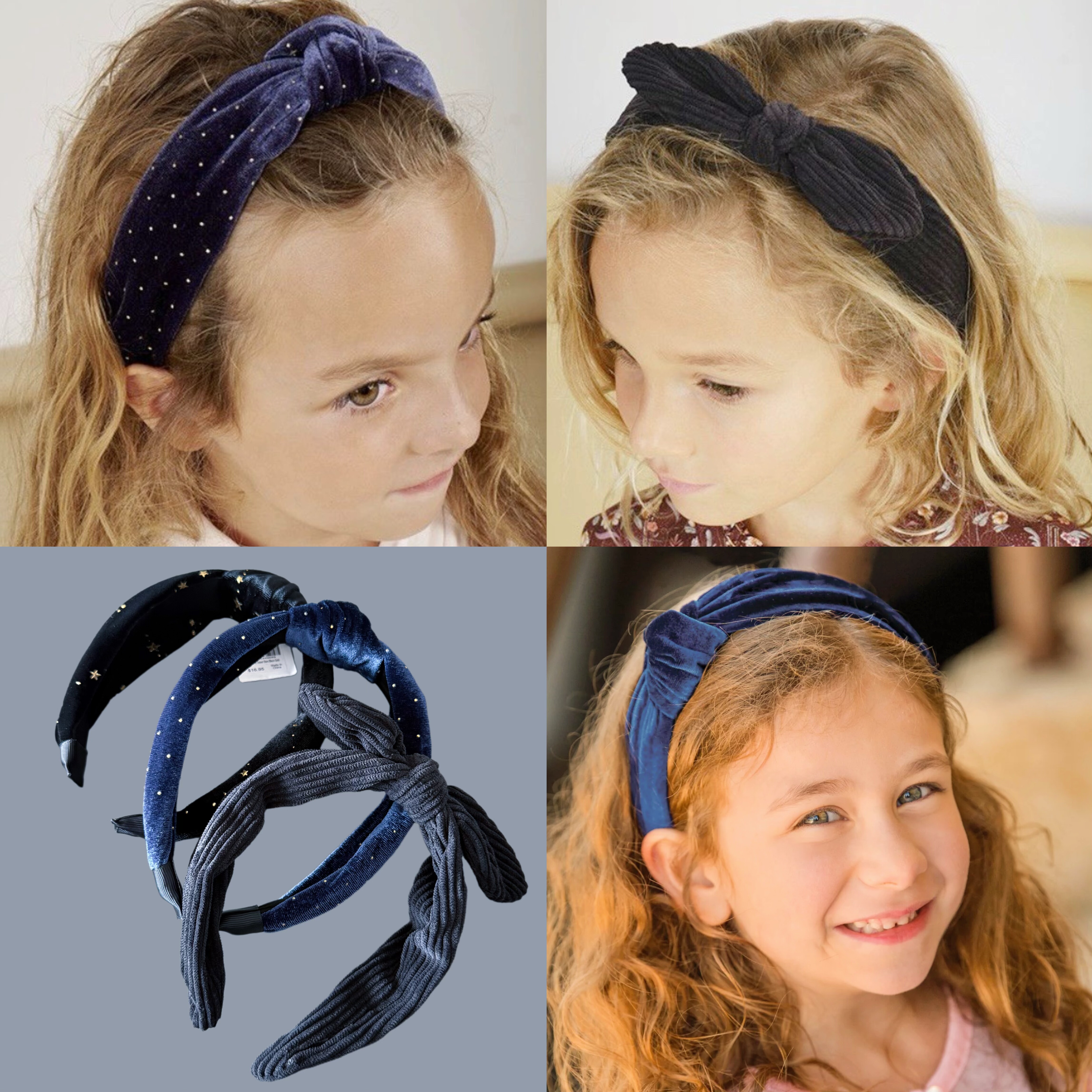 官网16美金秋冬丝绒深蓝色发箍头箍饰品女孩学生淑女高颅顶发饰In