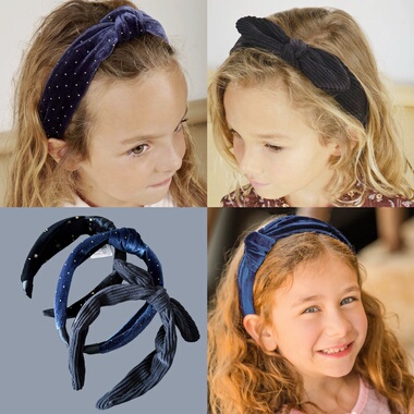 官网16美金秋冬丝绒深蓝色发箍头箍饰品女孩学生淑女高颅顶发饰In