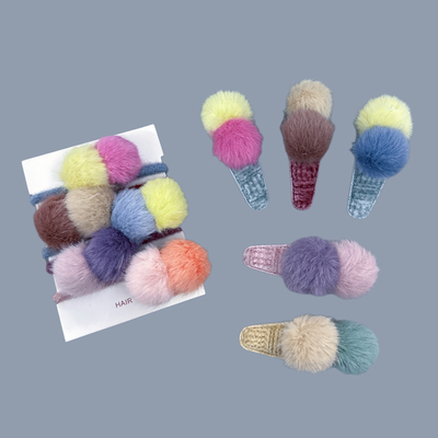 Seed可爱毛茸茸发夹皮筋秋冬甜美女孩头饰发饰发夹发圈刘海夹马尾