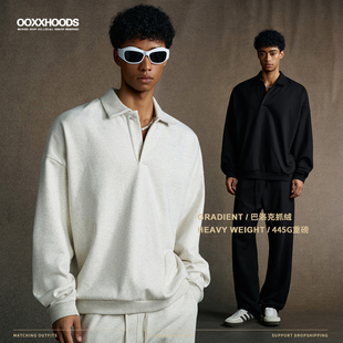 ins老钱风欧美式 定制logo棉polo领卫衣 fog纯色秋冬百搭不挑人个性
