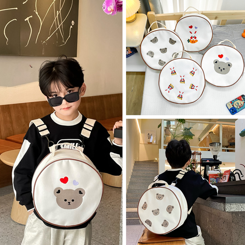 幼儿园书包可爱卡通小熊男童宝宝外出游帆布双肩女孩洋气背包轻便