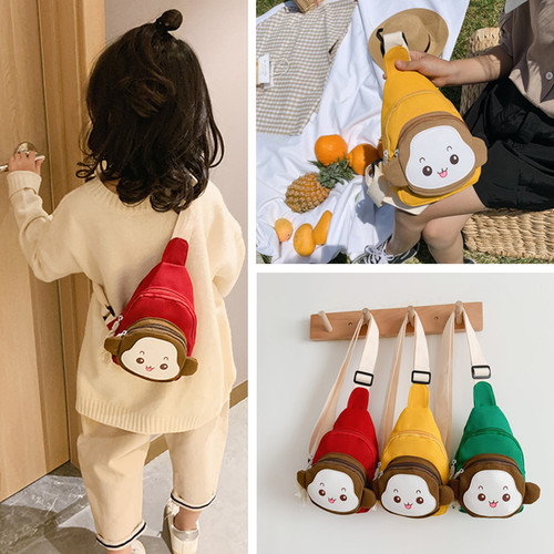 儿童可爱猴子腰包斜挎包帅气胸包