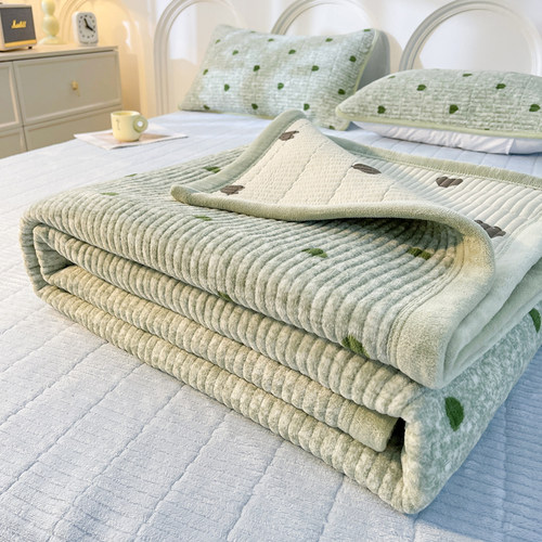 牛奶绒床盖单件冬季加绒加厚高克重床垫珊瑚绒夹棉床单三件套炕盖