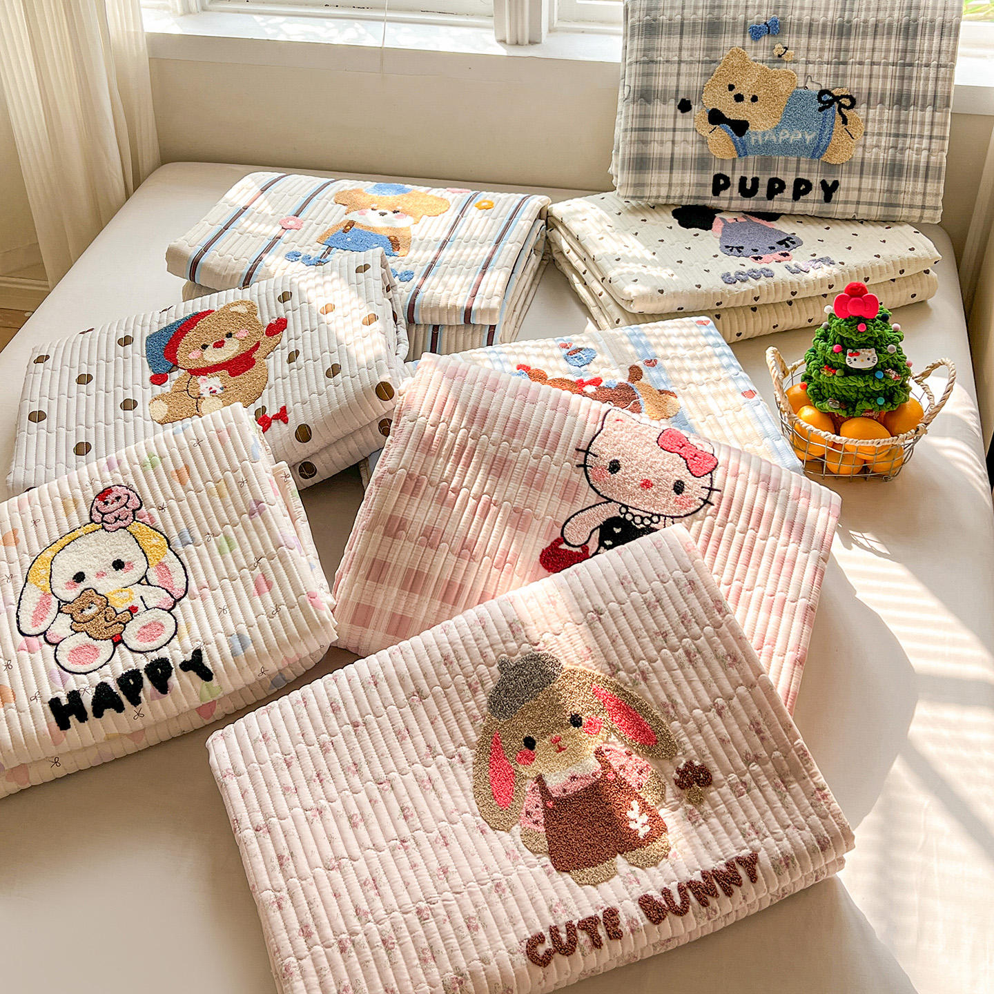 纯棉床盖三件套柔软亲肤加厚A类全棉床单四季通用榻榻米炕盖防滑