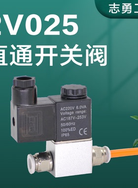 2V025-08直通阀DC24V AC220V电磁阀二位二通开关阀流体阀气动阀