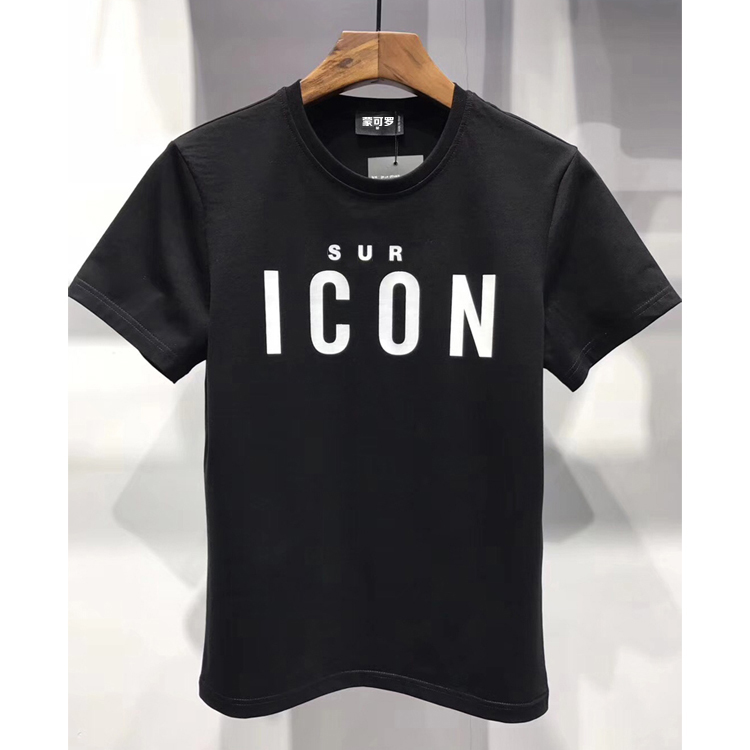 2018短袖T恤男装半袖圆领icon字母胶印夏季上衣纯棉修身潮D2shirt