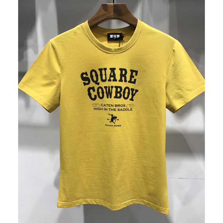 2018短袖T恤男装半袖cowboy简约字母印花夏天半袖纯棉修身t-shirt