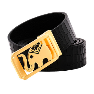 带男式 裤 鳄鱼纹潮流男款 大象花园牛皮自动扣皮带男真皮腰带男士