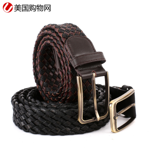 美国轻奢潮牌大象花园男士 腰带 皮带真皮男牛皮编织针商务休闲扣裤
