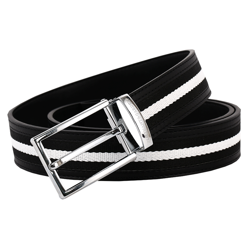 真牛皮帆布拼接礼盒装皮带