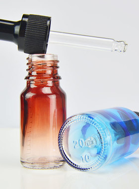 带刻度调配瓶空加厚精油胶头滴管瓶防滑纹DIY1020ML护肤玻璃分装