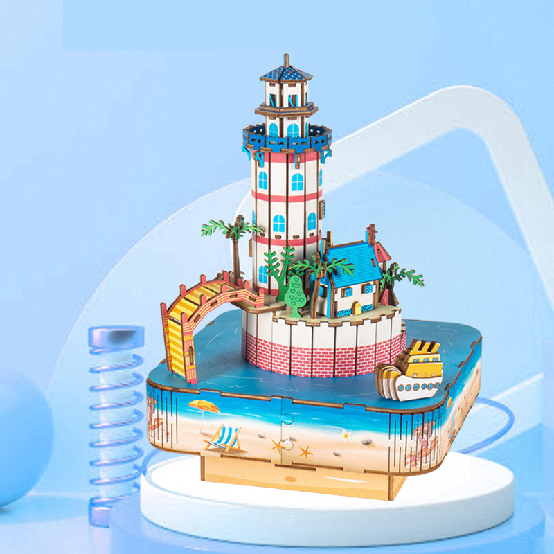 木质3D拼装音乐盒生日礼物八音盒