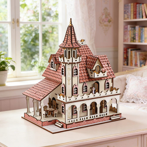 手工DIY木制立体拼图拼装女生别墅小屋城堡模型桌面摆件儿童礼物