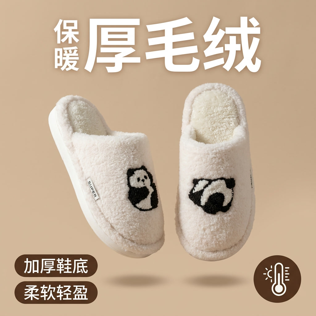 冬季新款棉拖鞋情侣女居家厚底加绒保暖防滑踩屎感卡通棉拖鞋男冬